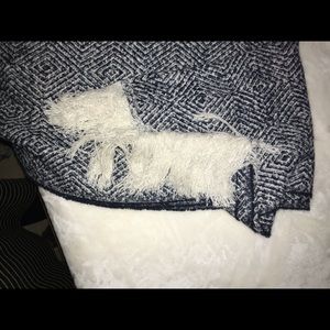 Gray Soft Scarf with White Fringe